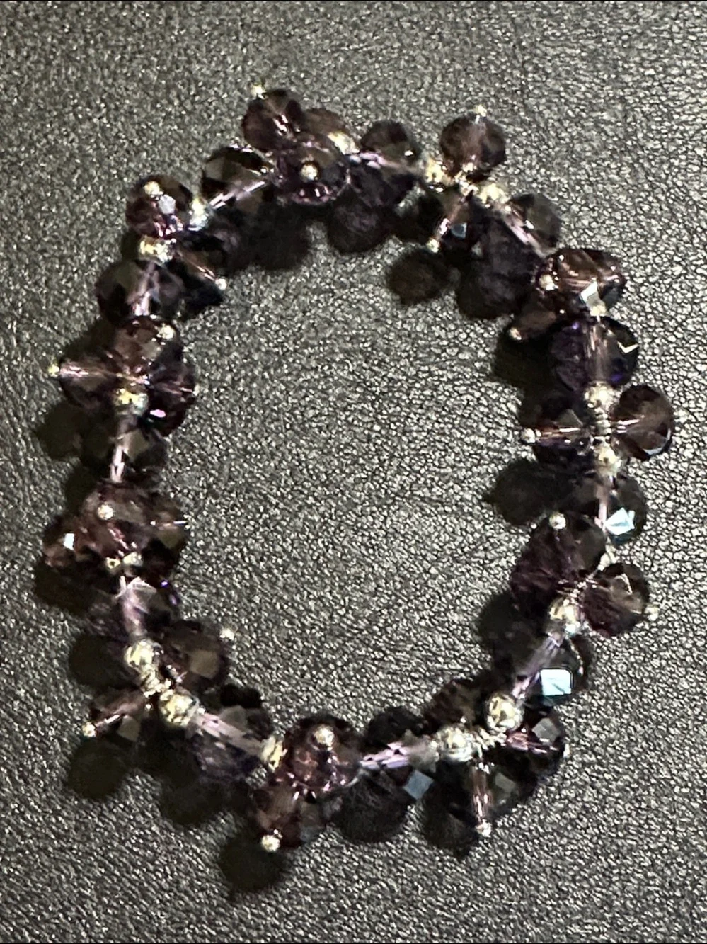 Purple Faceted Crystal Cluster Stretch Vintage Bracelet
